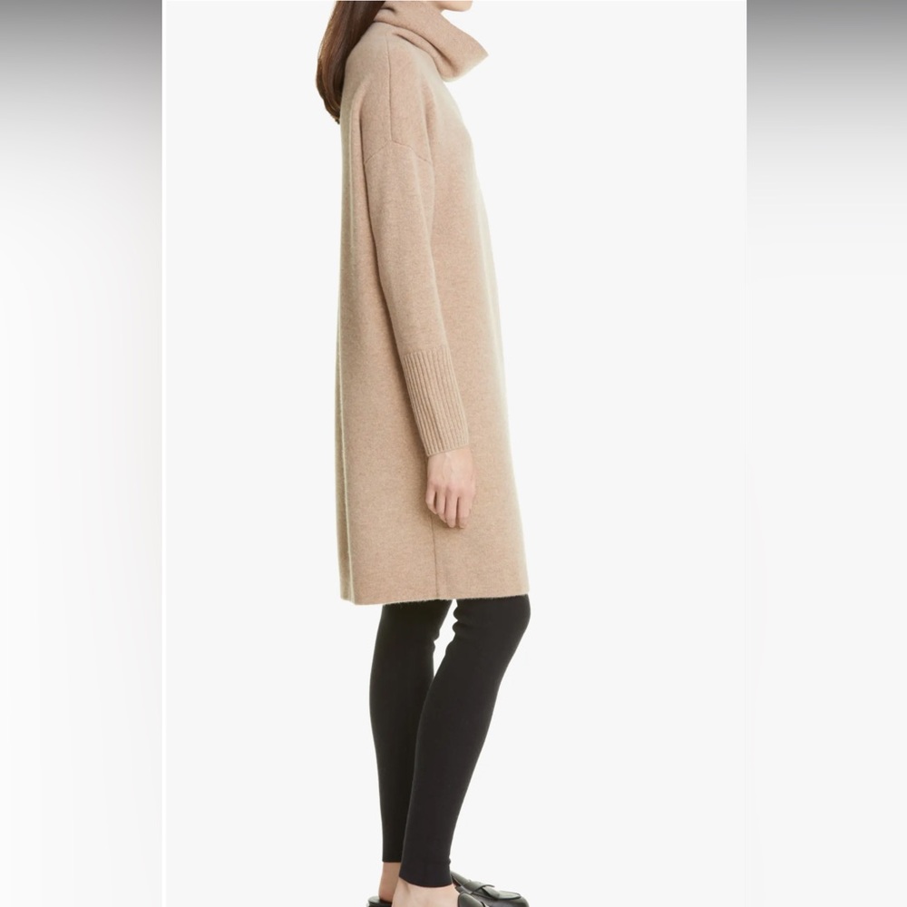 NEW!NORDSTROM SIGNATURE Long Sleeve 95% Cashmere Sweater Dress Tan SZ L - Picture 3 of 14